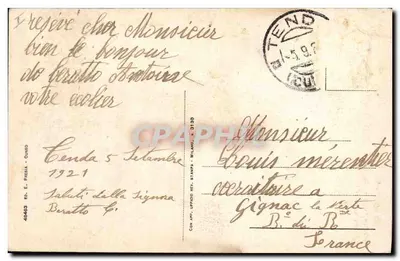 Tenda - (Valle Roia) — Monumento aos Alpins e Alpigiani que morreram na Líbia — Editor E. Fresia, n° 48463 — Verso