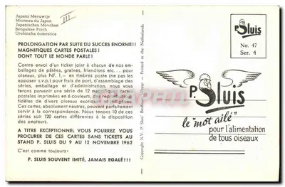 Moineau do Japão — Bengalese Finch — P. Sluis, No. 47, Ser. 4 — Verso