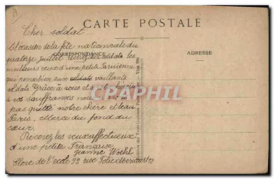 Kobieta w szaliku i czapce czarnej — VIVE LA FRANCE ! — Wydawnictwo Trzech Konfesorów, Paryż, nr 986 — Rewers