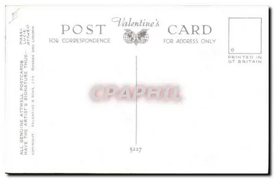 Dois bebês se beijando — carta postal de Valentine's Card — Mabel Lucie Attwell, n° 5227 — Verso