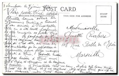 Menina pequena com cesta de legumes — texto em inglês e francês — editor não visível — Verso
