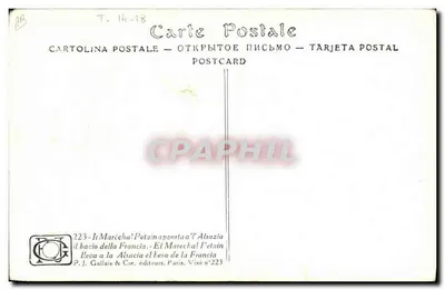 O Marechal Pétain traz ao Alsace o beijo da França — P.J. Gallais & Cie, Visé n°223 — Verso