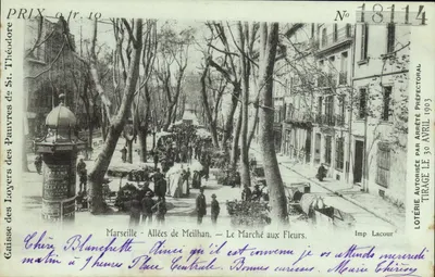 Marseille - Allées de Meilhan — O Mercado das Flores — Imp. Lacour, tiragem prefatorial 1903