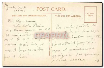 Crianças brincando de banho — um homem em traje da época as observa — editor L. Lathière, n° 2899 — Verso
