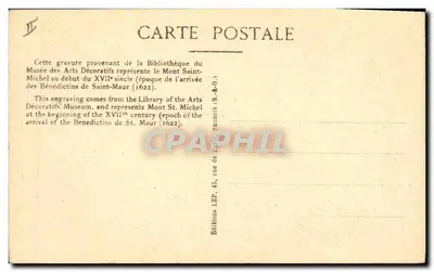 Mont Saint-Michel — rysunek z XVII wieku — Wydawnictwo Sztuki Dekoracyjnej — Rewers
