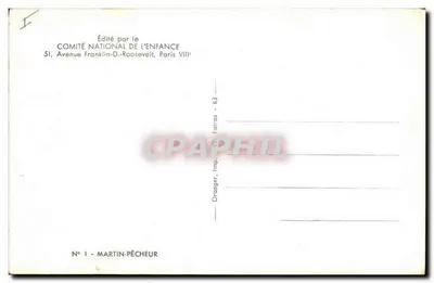 Martim-pescador — ave com penas azuis e laranjas — editor Martin-Pêcheur, n°1 — Verso