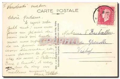 Gruszka Królewska z piórem w basenie łabędziowym — Vichy — La Cigogne, n°537 — Rewers