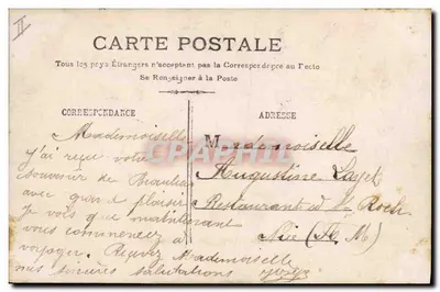 Homem com chapéu de beberê com buquê — carta postal sentimental — editor desconhecido, n° 382 — Verso