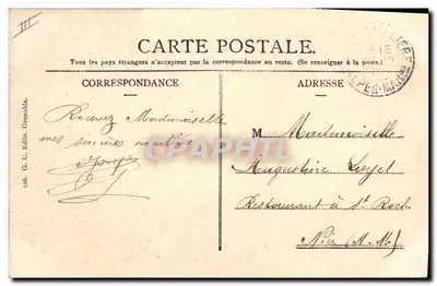 Chasseurs Alpins sobre um Glaciar — Lembrete das Alpes — G. C. Editor, Grenoble — Verso