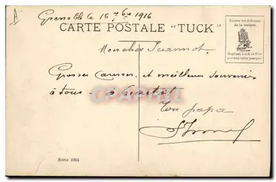Crianças brincando de patins em Mulhouse — desenho de Zane — editor Tuck, série 1004 — Verso