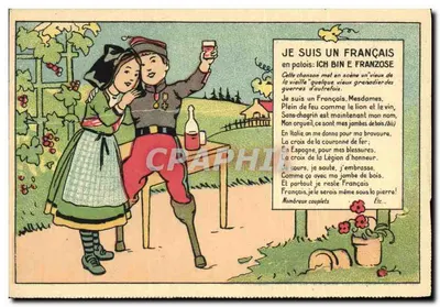 Soldado e jovem mulher — canção patriótica — Edições de Alsácia-Lorena