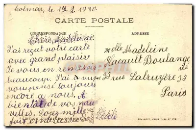 Świąteczna Alzacja — 1918 — Wydawnictwo Alzacji i Lotaryngii N°170 — Rewers