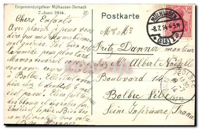 Huny przechodzący przez Mülhausen-Dornach — Festzug historyczny — Wydawca E. L. Becker, nr 68 — Rewers