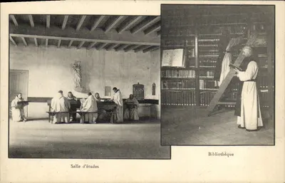 Sala de estudos — Biblioteca — Abadia de N.-S. de Chambarand perto de Roybon (Isère)