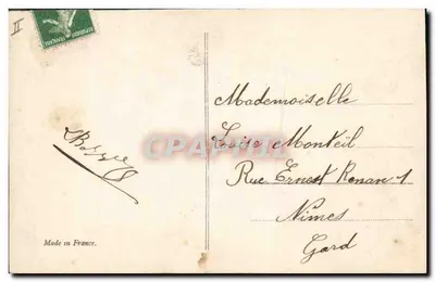 Ptak noszący listę — Kwiaty myśli — Wydawca Faussin, n°1375 — Rewers
