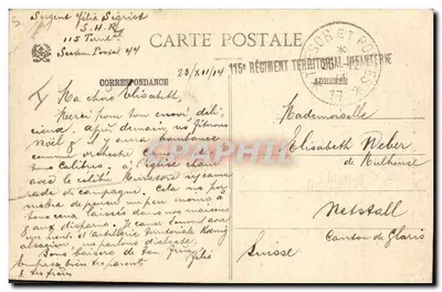 Les Vosgiens aux Braves Alpins — Par G. Scott — Ad. Welch — Saint-Dié — N° 41104 — Verso