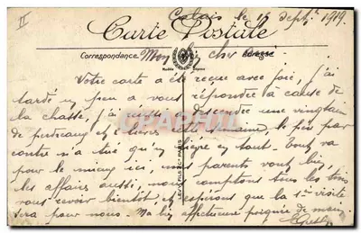 Mulher usando um grande chapéu branco — Tipo de Matelote — CALAIS - I.L. - n° 8095 — Verso