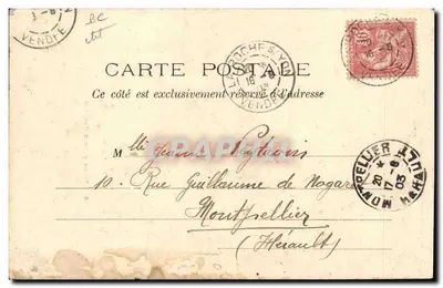 Vieux paysan Vendéen — portrait assis, chapeau et sabots — éditeur J. P. P. Servant, n° (4) — Verso