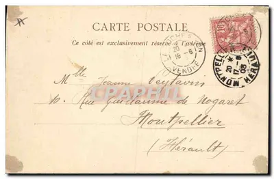 Femme et enfant — scène de rue avec paniers — Lib. Poupin, Mortagne, n°223 — Verso