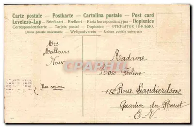 Duas andorinhas segurando folhas de lavanda — Boa Ano — editor desconhecido, número de série não visível — Verso