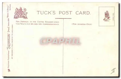 Biblioteca da Escola de Direito de Londres — vista interior — Tuck's Post Card, série 'Raphael Tuck & Sons' (Reino Unido) — Verso