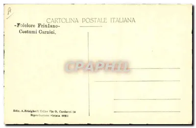 Groep mensen in traditionele kleding — Carnicis — Uitgave A. Brinigheili, Udine — Achterkant