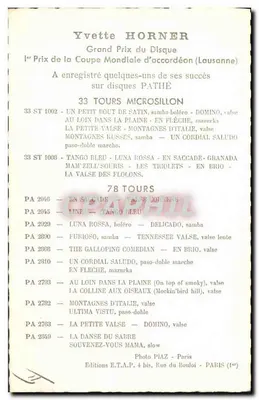 Yvettette Suze — Tour de France 1953 — Uitgever Pathé — Achterkant