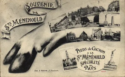 Sainte-Ménéhould — Lembrete com vista da cidade e seus monumentos — Edit. E. Moisson, Sainte-Ménéhould