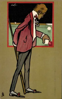 Jogador de bilhar — ilustração — J.V.A.