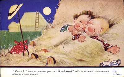 Dois crianças em um monte de palha — Grand Hôtel — Mabel Attwell