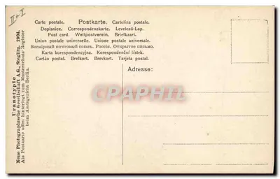 Dziecko w stroju muzyka — gita i kapelusz — wydawca Uranotypie, nr 384/2 — Rewers