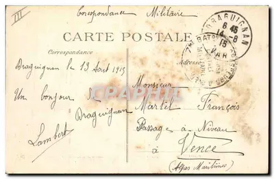 Draguignan — Caserne Abel-Douai (7e Bataillon de Chasseurs Alpins) — Éditeur ELD, n° 297 — Verso