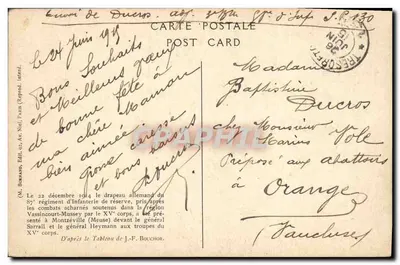 Eroberung der deutschen Fahne — 22. Dezember 1914 — M. BERNARD, Verlag 02, Av. Niép, Paris (Reprod. Intend.) — Rückseite