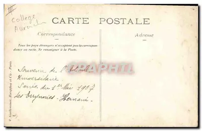 Sceau de Bernani — Wyjazd 12 maja 1907 — R. Gaulleminat, Bessyfou et Cie - Paryż — Rewers