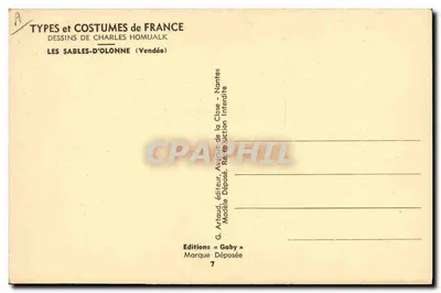 Les Sables — Trajes da França — Desenhos de Charles Homualk — Verso