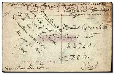 Vila nevada — igreja e cruz — E. M. Brocheroux, Paris, Série N° 49 — Verso