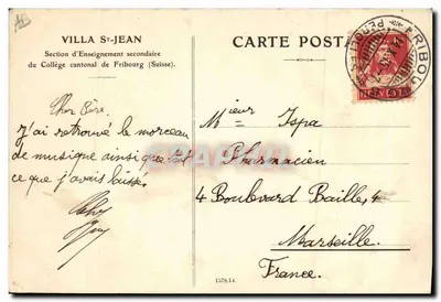 Uma Sala de recreação — Villa St-Jean, Seção de Ensino Secundário do Colégio Cantonal de Friburgo (Suíça) — n° 1578.14 — Verso
