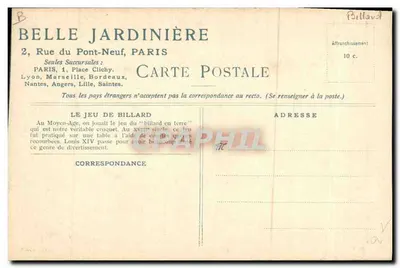 A Partida de Bilhar — Excerto de 'Sports & Jeux d'adresse' de M. Henry D'Allemagne, Hachette & Cie — Pl. 7 — Edição da Belle Jardinière, Paris — Verso