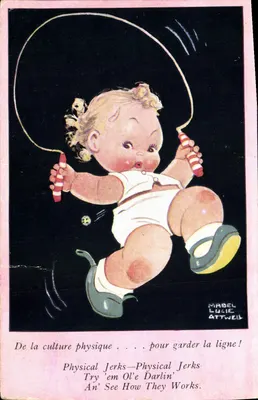 Bebê pulando com corda — Physical Jerks — Mabel Lucie Attwell