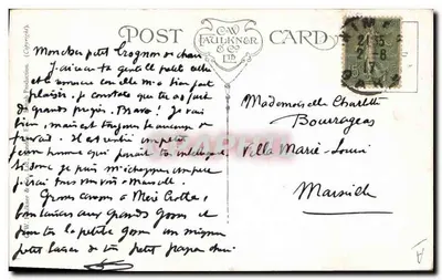 Mulheres e criança colhendo tulipas — Paris — W. Faulkner & Co. Ltd — Verso