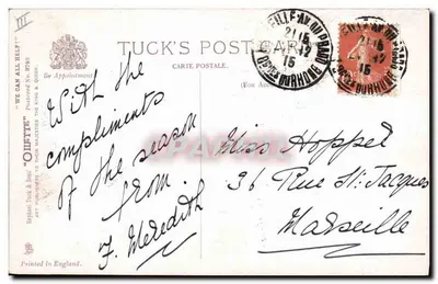 Dwa dzieci morskie — Odrzucone przy rekrutacji — Agnes Richardson, wydawca Tuck's Post Card — Rewers