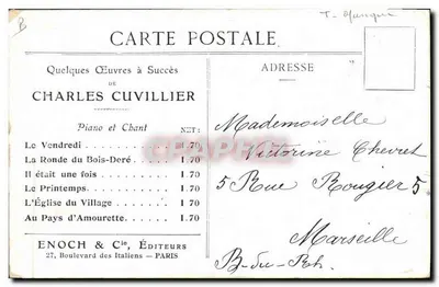 Charles Cuvillier — Portrait avec musique — Enoch & Cie, Paris — Rewers