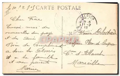 Port w Toulonie — karikatura z sową zawierająca widok portu — B.C. n°129 — Rewers