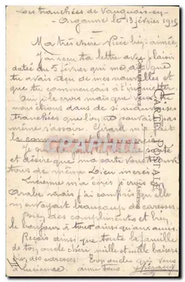 Kampagne 1914 — Ehre dem 15. Korps — Altrick, Mulhouse, Dieuze — E. Suire, 1914 — Rückseite
