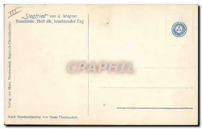 Siegfried i Brünhilde — scena z opery Richarda Wagnera — wydanie Hans Thomaschek — Rewers