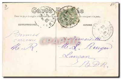 La Sartheoise — Senhora Quérû indo ao Mercado — Foto Artista J. Bouvèret, Le Mans — Verso