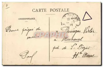 A Bela Angevine — Senhoras brancas ; olhos suaves, tão bela, tão boa quanto o bom vinho de Anjou — L. V., bilhete postal antigo n°49 — Verso