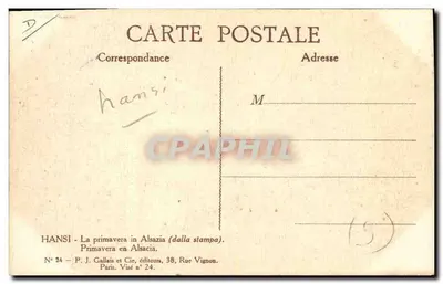 Hansi — Le printemps en Alsace (d'après l'estampe) — HANSI, N° 24 — Verso