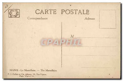 La Marseillaise — Sujeto: três crianças em traje provençal — editor Hansi, n° 11 — Verso