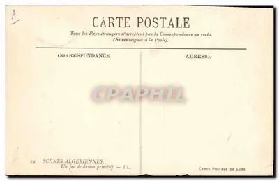 Sceny algierskie — Primitywna gra w szachy — Carte Postale de Luxe, n°24 — Rewers